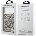 Karl Lagerfeld IML Leopard MagSafe kryt pre iPhone 17 Pro Max, hnedý