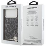Karl Lagerfeld IML Leopard MagSafe kryt pre iPhone 17 Pro Max, sivý