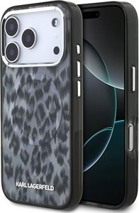 Karl Lagerfeld IML Leopard MagSafe kryt pre iPhone 17 Pro, sivý
