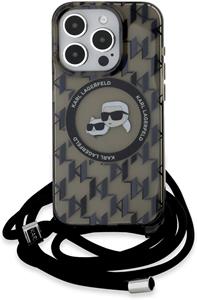 Karl Lagerfeld IML Monogram Crossbody K&CH Heads MagSafe kryt pre iPhone 15 Pro Max, čierny