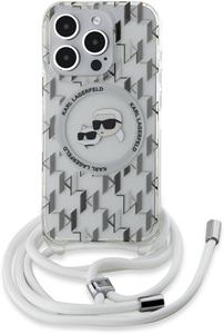 Karl Lagerfeld IML Monogram Crossbody K&CH Heads MagSafe kryt pre iPhone 15 Pro Max, transparentný
