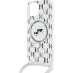 Karl Lagerfeld IML Monogram Crossbody K&CH Heads MagSafe kryt pre iPhone 15, transparentný