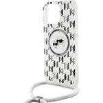 Karl Lagerfeld IML Monogram Crossbody K&CH Heads MagSafe kryt pre iPhone 16 Pro Max, priehľadný