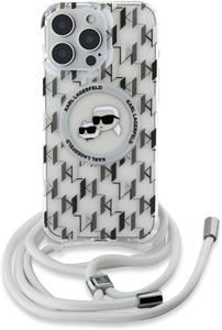 Karl Lagerfeld IML Monogram Crossbody K&CH Heads MagSafe kryt pre iPhone 16 Pro Max, priehľadný