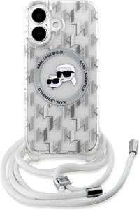 Karl Lagerfeld IML Monogram Crossbody K&CH Heads MagSafe kryt pre iPhone 16, transparentný