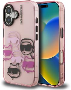 Karl Lagerfeld IML Multi K&CH Heads kryt pre iPhone 16, ružový