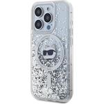 Karl Lagerfeld Liquid Glitter Choupette Head MagSafe kryt pre iPhone 15 Pro Max, transparentný