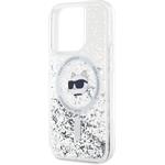 Karl Lagerfeld Liquid Glitter Choupette Head MagSafe kryt pre iPhone 15 Pro Max, transparentný