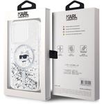 Karl Lagerfeld Liquid Glitter Choupette Head MagSafe kryt pre iPhone 15 Pro Max, transparentný