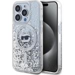 Karl Lagerfeld Liquid Glitter Choupette Head MagSafe kryt pre iPhone 15 Pro Max, transparentný