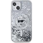 Karl Lagerfeld Liquid Glitter Choupette Head Magsafe kryt pre iPhone 15, transparentný