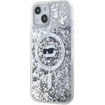 Karl Lagerfeld Liquid Glitter Choupette Head Magsafe kryt pre iPhone 15, transparentný