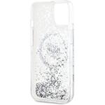 Karl Lagerfeld Liquid Glitter Choupette Head Magsafe kryt pre iPhone 15, transparentný