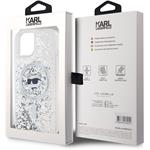 Karl Lagerfeld Liquid Glitter Choupette Head Magsafe kryt pre iPhone 15, transparentný