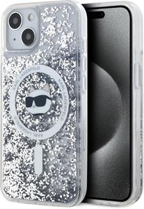 Karl Lagerfeld Liquid Glitter Choupette Head Magsafe kryt pre iPhone 15, transparentný