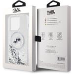 Karl Lagerfeld Liquid Glitter Karl and Choupette Heads MagSafe kryt pre iPhone 13 Pro, transparentný