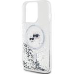 Karl Lagerfeld Liquid Glitter Karl and Choupette Heads MagSafe kryt pre iPhone 14 Pro, transparentný