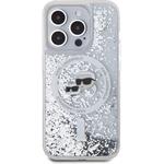 Karl Lagerfeld Liquid Glitter Karl and Choupette Heads MagSafe kryt pre iPhone 15 Pro, transparentný