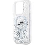 Karl Lagerfeld Liquid Glitter Karl and Choupette Heads MagSafe kryt pre iPhone 15 Pro, transparentný