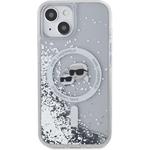 Karl Lagerfeld Liquid Glitter Karl and Choupette Heads MagSafe kryt pre iPhone 15, transparentný