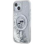 Karl Lagerfeld Liquid Glitter Karl and Choupette Heads MagSafe kryt pre iPhone 15, transparentný