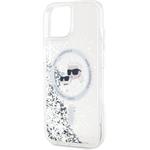 Karl Lagerfeld Liquid Glitter Karl and Choupette Heads MagSafe kryt pre iPhone 15, transparentný