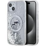 Karl Lagerfeld Liquid Glitter Karl and Choupette Heads MagSafe kryt pre iPhone 15, transparentný