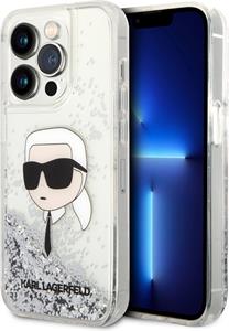Karl Lagerfeld Liquid Glitter Karl Head kryt pre iPhone 15 Pro Max, strieborný