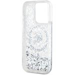 Karl Lagerfeld Liquid Glitter Karl Head MagSafe kryt pre iPhone 15 Pro, transparentný