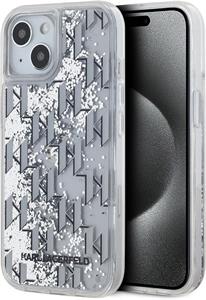 Karl Lagerfeld Liquid Glitter Monogram Gradient kryt pre iPhone 14, biely