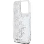 Karl Lagerfeld Liquid Glitter Monogram Gradient kryt pre iPhone 14 Pro, biely