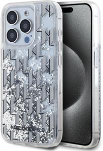 Karl Lagerfeld Liquid Glitter Monogram Gradient kryt pre iPhone 15 Pro, biely