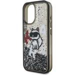 Karl Lagerfeld Liquid Glitter Scattered Choupette kryt pre iPhone 16, čierny