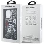Karl Lagerfeld Liquid Glitter Scattered Choupette kryt pre iPhone 16, čierny