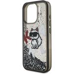 Karl Lagerfeld Liquid Glitter Scattered Choupette kryt pre iPhone 16 Pro, čierny