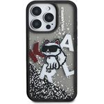Karl Lagerfeld Liquid Glitter Scattered Choupette kryt pre iPhone 16 Pro Max, čierny