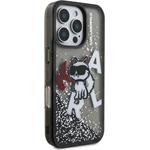 Karl Lagerfeld Liquid Glitter Scattered Choupette kryt pre iPhone 16 Pro Max, čierny