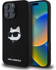 Karl Lagerfeld Liquid Silicone Choupette Head MagSafe kryt pre iPhone 16 Pro, čierny