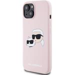 Karl Lagerfeld Liquid Silicone Double Heads Magsafe kryt pre iPhone 15, ružový