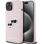 Karl Lagerfeld Liquid Silicone Double Heads Magsafe kryt pre iPhone 15, ružový