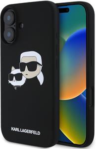 Karl Lagerfeld Liquid Silicone Double Heads MagSafe kryt pre iPhone 16, čierny