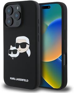 Karl Lagerfeld Liquid Silicone Double Heads MagSafe kryt pre iPhone 16 Pro, čierny