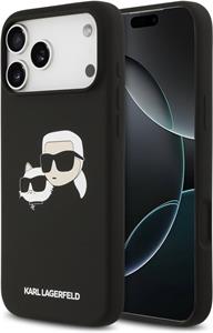 Karl Lagerfeld Liquid Silicone Double Heads MagSafe kryt pre iPhone 17 Pro Max, čierny