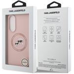 Karl Lagerfeld Liquid Silicone Double Heads MagSafe kryt pre Samsung Galaxy S25 Edge, ružový