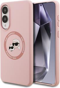 Karl Lagerfeld Liquid Silicone Double Heads MagSafe kryt pre Samsung Galaxy S25 Edge, ružový