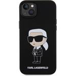 Karl Lagerfeld Liquid Silicone Ikonik NFT kryt pre iPhone 15 Plus, čierny