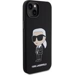 Karl Lagerfeld Liquid Silicone Ikonik NFT kryt pre iPhone 15 Plus, čierny