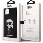 Karl Lagerfeld Liquid Silicone Ikonik NFT kryt pre iPhone 15 Plus, čierny