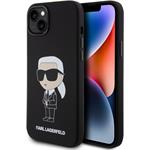 Karl Lagerfeld Liquid Silicone Ikonik NFT kryt pre iPhone 15 Plus, čierny