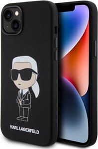 Karl Lagerfeld Liquid Silicone Ikonik NFT kryt pre iPhone 15 Plus, čierny
